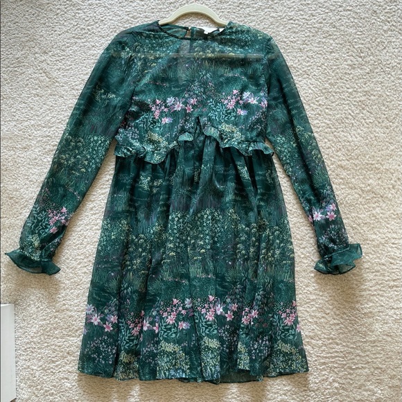 Ted Baker | Dresses | Ted Baker Green Floralprint Chiffon Mini Dress |  Poshmark